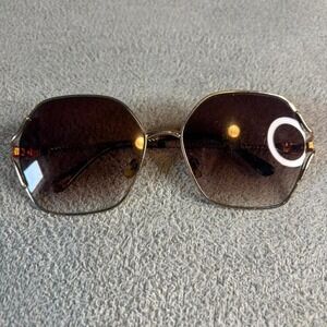 Brown and gold vintage square sunglasses‎
